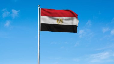 Yüksek detaylı Mısır bayrağı. Ulusal Mısır bayrağı. Afrika. Asya. 3B illüstrasyon.