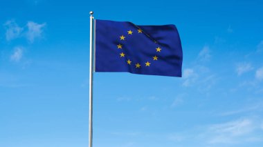 Avrupa 'nın yüksek detaylı bayrağı. Ulusal Avrupa bayrağı. Avrupa. 3B illüstrasyon.