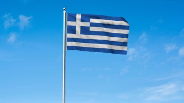 Yunanistan 'ın yüksek detaylı bayrağı. Ulusal Yunanistan bayrağı. Avrupa. 3B illüstrasyon.