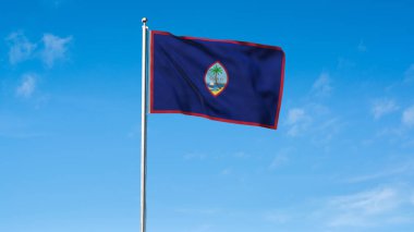 Guam 'ın yüksek detaylı bayrağı. Ulusal Guam bayrağı. Okyanusya. 3B illüstrasyon.