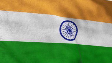 Hindistan 'ın yüksek detaylı bayrağı. Ulusal Hindistan bayrağı. Asya. 3B illüstrasyon.