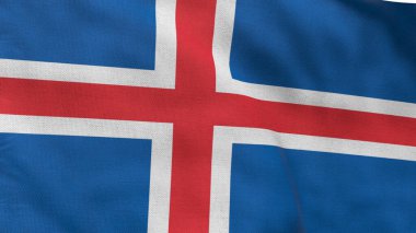 Yüksek detaylı İzlanda bayrağı. Ulusal İzlanda bayrağı. Avrupa. 3B illüstrasyon.