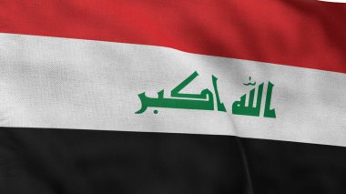 Irak 'ın yüksek detaylı bayrağı. Ulusal Irak bayrağı. Asya. 3B Hazırlama.