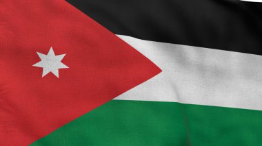Ürdün bayrağı. Ulusal Ürdün bayrağı. Asya. 3B illüstrasyon.