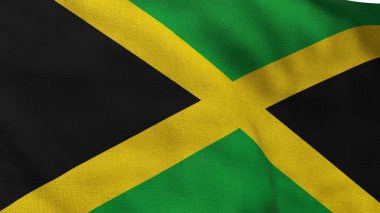 Jamaika 'nın yüksek detaylı bayrağı. Ulusal Jamaika bayrağı. Kuzey Amerika. 3B illüstrasyon.
