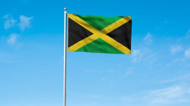 High detailed flag of Jamaica. National Jamaica flag. North America. 3D illustration. clipart