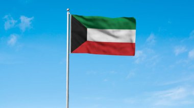 Yüksek detaylı Kuveyt bayrağı. Ulusal Kuveyt bayrağı. Asya. 3B illüstrasyon.