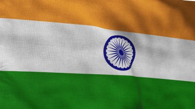 Hindistan 'ın yüksek detaylı bayrağı. Ulusal Hindistan bayrağı. Asya. 3B illüstrasyon.