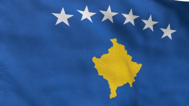 Kosova 'nın yüksek ayrıntılı bayrağı. Ulusal Kosova bayrağı. Avrupa. 3B illüstrasyon.