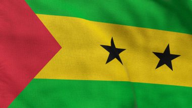 Yüksek detaylı Sao Tome ve Principe bayrağı. Ulusal Sao Tome ve Principe bayrağı. Afrika. 3B illüstrasyon.