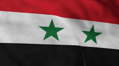 Suriye 'nin yüksek detaylı bayrağı. Ulusal Suriye bayrağı. Asya. 3B illüstrasyon.