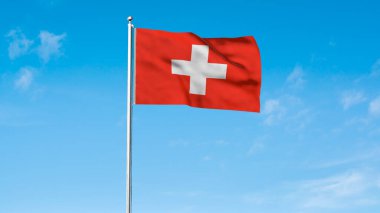 İsviçre bayrağı. Ulusal İsviçre bayrağı. Avrupa. 3B illüstrasyon.