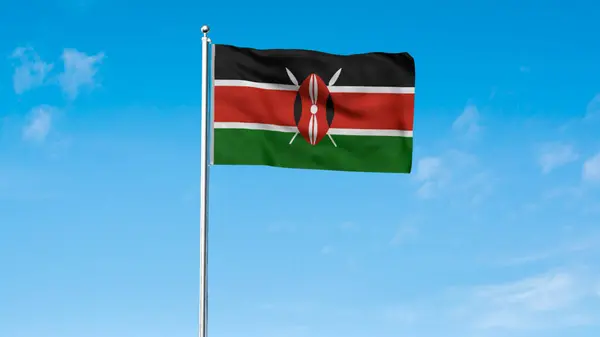 Kenya 'nın yüksek detaylı bayrağı. Ulusal Kenya bayrağı. Afrika. 3B illüstrasyon.