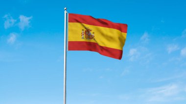 İspanya 'nın yüksek detaylı bayrağı. Ulusal İspanya bayrağı. Avrupa. Afrika. 3B illüstrasyon.