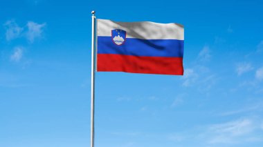 High detailed flag of Slovenia. National Slovenia flag. Europe. 3D illustration.