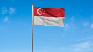 High detailed flag of Singapore. National Singapore flag. Asia. 3D illustration.