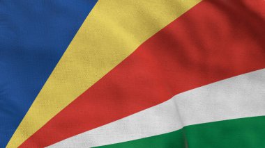 Seyşeller 'in yüksek detaylı bayrağı. Ulusal Seyşeller bayrağı. Afrika. 3B illüstrasyon.