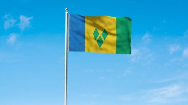 High detailed flag of Saint Vincent and the Grenadines. National Saint Vincent and the Grenadines flag. North America. 3D illustration. clipart