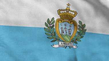 High detailed flag of San Marino. National San Marino flag. Europe. 3D illustration.