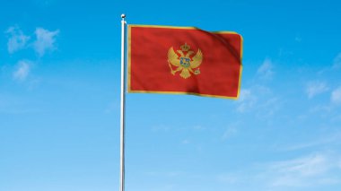 Karadağ 'ın yüksek detaylı bayrağı. Ulusal Karadağ bayrağı. Avrupa. 3B illüstrasyon.