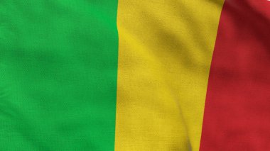 Yüksek detaylı Mali bayrağı. Ulusal Mali bayrağı. Afrika. 3B illüstrasyon.