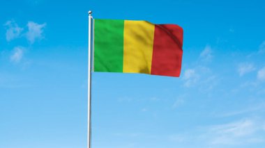 Yüksek detaylı Mali bayrağı. Ulusal Mali bayrağı. Afrika. 3B illüstrasyon.