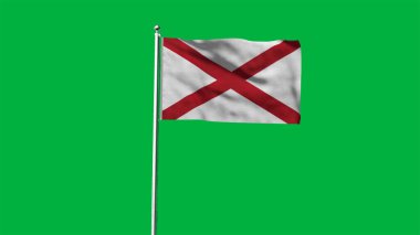 Alabama 'nın yüksek detaylı bayrağı. Alabama eyalet bayrağı, Ulusal Alabama bayrağı. Alabama bayrağı. ABD. Amerika. 3B Görüntü