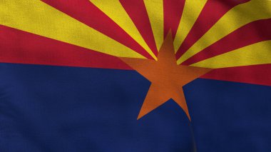 Arizona 'nın yüksek detaylı bayrağı. Arizona eyalet bayrağı, Ulusal Arizona bayrağı. Arizona bayrağı. ABD. Amerika. 3B Görüntü