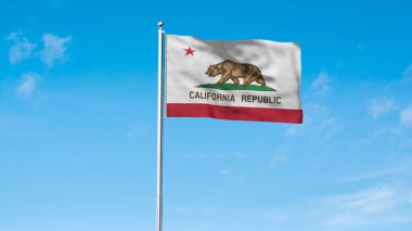 Kaliforniya 'nın yüksek detaylı bayrağı. Kaliforniya bayrağı, Ulusal Kaliforniya bayrağı. California eyaletinin bayrağı. ABD. Amerika. 3B Görüntü