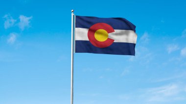 Colorado 'nun yüksek detaylı bayrağı. Colorado bayrağı, Ulusal Colorado bayrağı. Colorado bayrağı. ABD. Amerika. 3B Görüntü