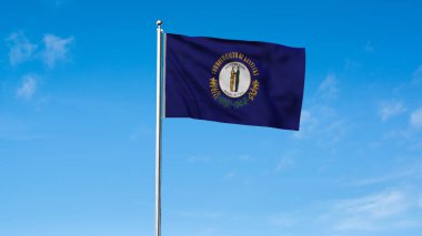 Kentucky 'nin yüksek detaylı bayrağı. Kentucky eyalet bayrağı, Kentucky bayrağı. Kentucky bayrağı. ABD. Amerika. 3B Görüntü