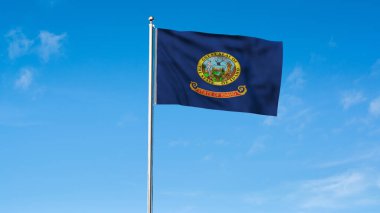 Yüksek detaylı Idaho bayrağı. Idaho eyalet bayrağı, Ulusal Idaho bayrağı. Eyalet bayrağı Idaho. ABD. Amerika. 3B Görüntü