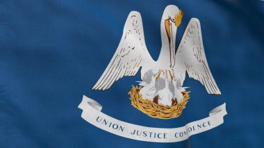 Louisiana 'nın yüksek detaylı bayrağı. Louisiana eyalet bayrağı, Ulusal Louisiana bayrağı. Louisiana bayrağı. ABD. Amerika. 3B Görüntü