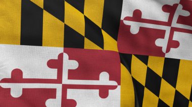 Maryland 'in yüksek detaylı bayrağı. Maryland eyalet bayrağı, Ulusal Maryland bayrağı. Maryland eyaleti bayrağı. ABD. Amerika. 3B Görüntü