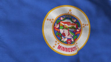 Minnesota 'nın yüksek detaylı bayrağı. Minnesota eyalet bayrağı, Minnesota bayrağı. Minnesota bayrağı. ABD. Amerika. 3B Görüntü