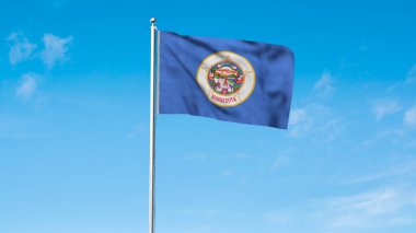 Minnesota 'nın yüksek detaylı bayrağı. Minnesota eyalet bayrağı, Minnesota bayrağı. Minnesota bayrağı. ABD. Amerika. 3B Görüntü