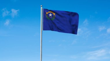 Nevada 'nın yüksek detaylı bayrağı. Nevada bayrağı, Ulusal Nevada bayrağı. Nevada eyaleti bayrağı. ABD. Amerika. 3B Görüntü