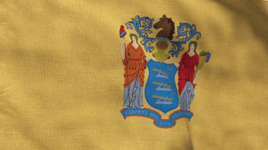 New Jersey 'in yüksek detaylı bayrağı. New Jersey eyalet bayrağı, Ulusal New Jersey bayrağı. New Jersey bayrağı. ABD. Amerika. 3B Görüntü