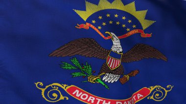 Kuzey Dakota 'nın yüksek detaylı bayrağı. Kuzey Dakota eyalet bayrağı, Ulusal Kuzey Dakota bayrağı. Kuzey Dakota bayrağı. ABD. Amerika. 3B Görüntü