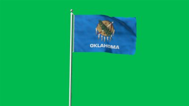 Oklahoma 'nın yüksek detaylı bayrağı. Oklahoma eyalet bayrağı, Ulusal Oklahoma bayrağı. Oklahoma eyaleti bayrağı. ABD. Amerika. 3B Görüntü