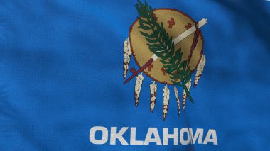 Oklahoma 'nın yüksek detaylı bayrağı. Oklahoma eyalet bayrağı, Ulusal Oklahoma bayrağı. Oklahoma eyaleti bayrağı. ABD. Amerika. 3B Görüntü