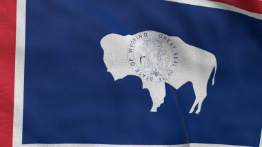 Wyoming 'in yüksek detaylı bayrağı. Wyoming eyalet bayrağı, Ulusal Wyoming bayrağı. Wyoming bayrağı. ABD. Amerika. 3B Görüntü
