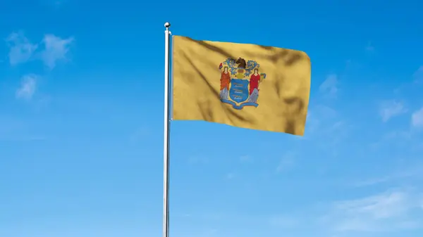 stock image High detailed flag of New Jersey. New Jersey state flag, National New Jersey flag. Flag of state New Jersey. USA. America. 3D Illustration