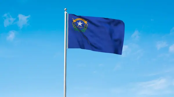 Nevada 'nın yüksek detaylı bayrağı. Nevada bayrağı, Ulusal Nevada bayrağı. Nevada eyaleti bayrağı. ABD. Amerika. 3B Görüntü