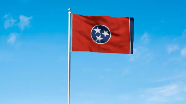 stock image High detailed flag of Tennessee. Tennessee state flag, National Tennessee flag. Flag of state Tennessee. USA. America. Green background. 3D Illustration