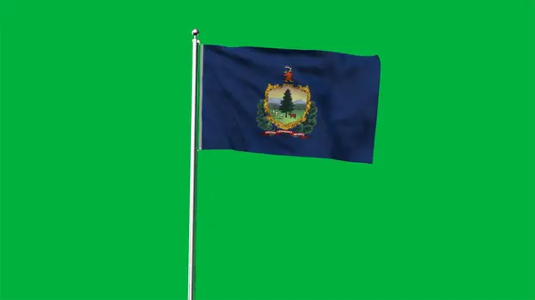 Vermont 'un yüksek detaylı bayrağı. Vermont eyalet bayrağı, Ulusal Vermont bayrağı. Vermont bayrağı. ABD. Amerika. 3B Görüntü