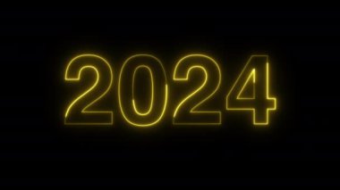 Mutlu yıllar, yeni yıl altın neon 2024