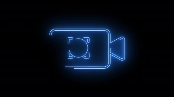 Obrazovka Pro Nahrávání Videokamery Překrývá Alfa Kanál Neonovou Barvou Černém — Stock video