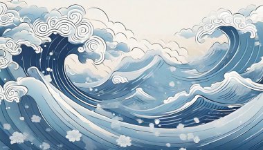 Japon desenli deniz dalgasından soyut arkaplan