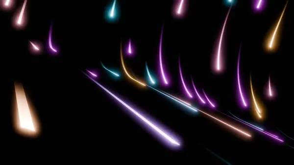 Soyut neon ışık hareketi çizgileri siyah arkaplan üzerinde kıvrımlı desenler halinde hareket ederek dinamik hız ve modern veri akışı görselleştirmesini çağrıştırıyor